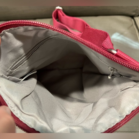 Baggallini Burgundy/Raspberry Color Crossbody 3-Zipper Bag - Picture 8 of 11